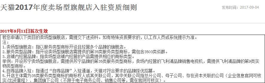 天貓新規：沒有35類商標，不可開設旗艦店！